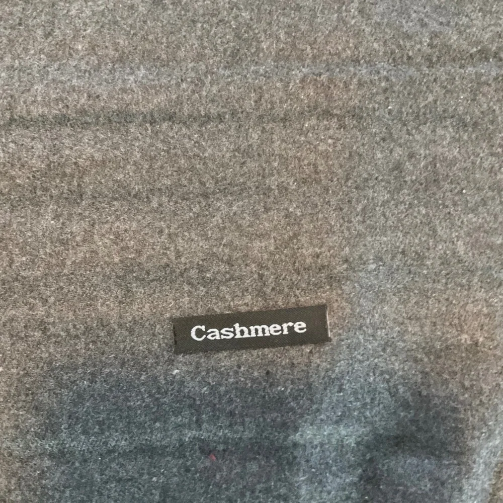 Luxurious Charcoal‎ Gray Cashmere Silk Scarf with Fringes